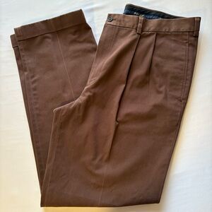 Brooks Brothers Men’s Pleated Cuffed Chocolate Brown Chino Pants